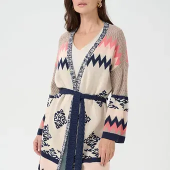 Cream - CRCulio light Knit belted  Cardigan - Oatmeal Porcelain