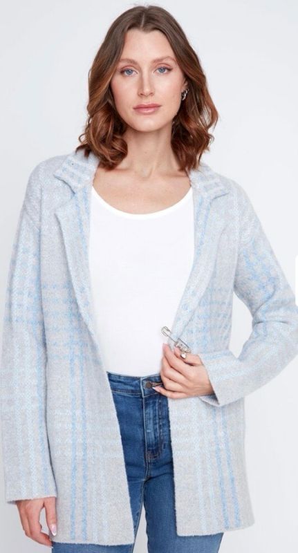 Coco Y Club Blue Steel and Pink petal Combo Long Freestyle Cardigan 2523034 Coco Y Club Blue Steel and Pink petal Combo Long Freestyle Cardigan 2523034