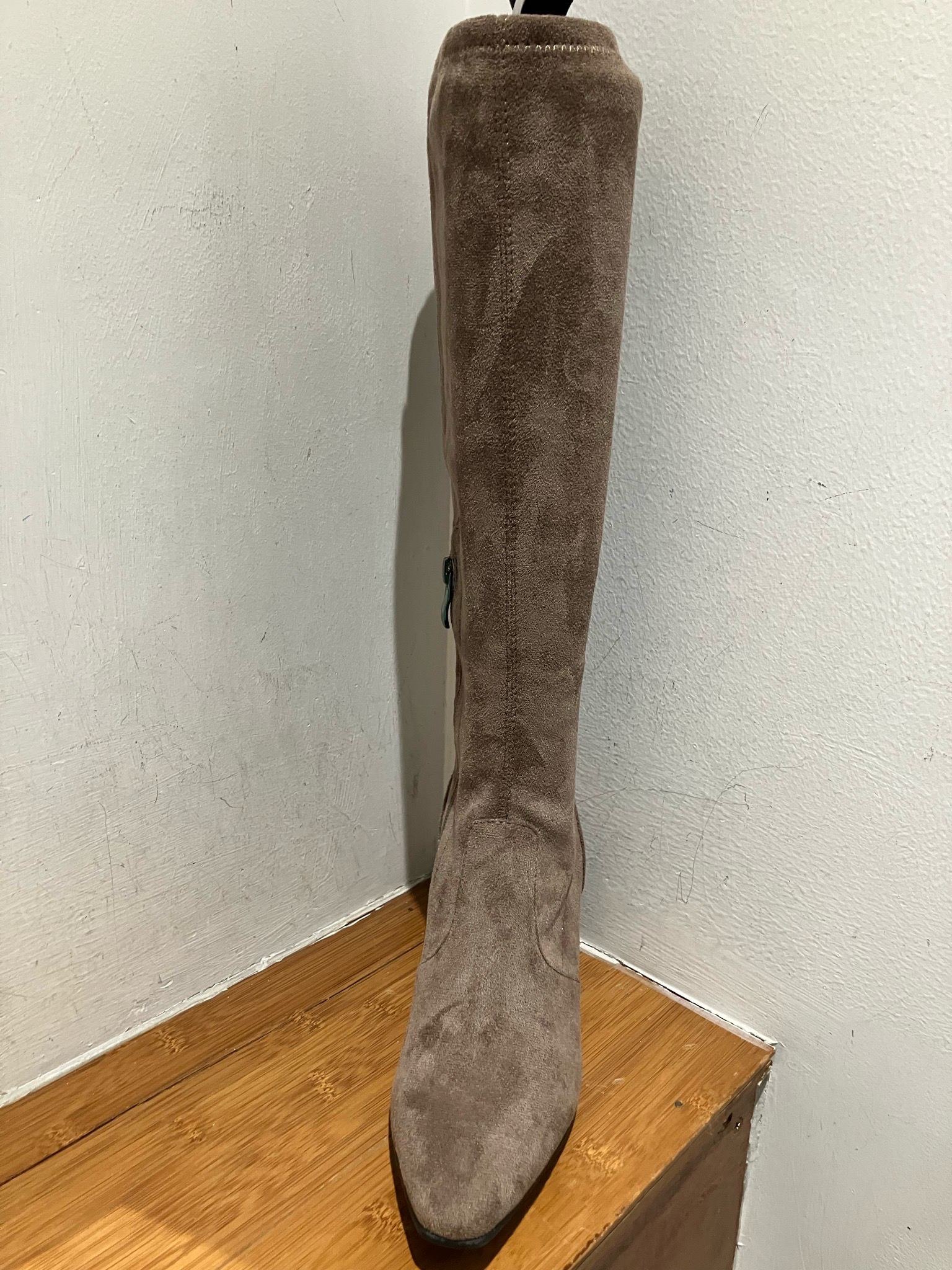 Caprice Taupe Knee Length Boots with Half Zip