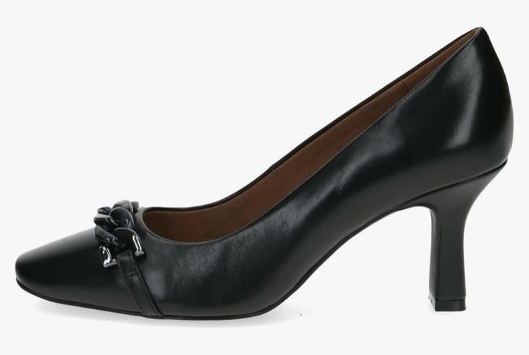 Caprice Nappa Leather Black Court Shoes