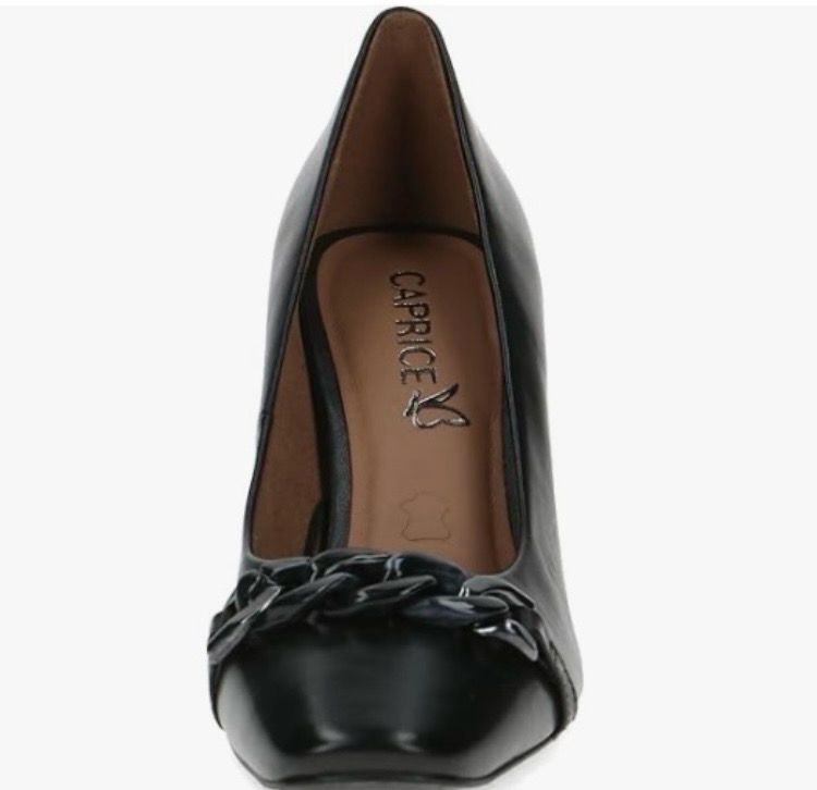 Caprice Nappa Leather Black Court Shoes