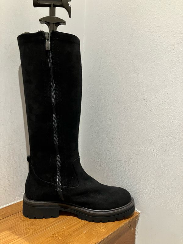 Caprice Certified Vegan Stretch Knee High Boots- Black