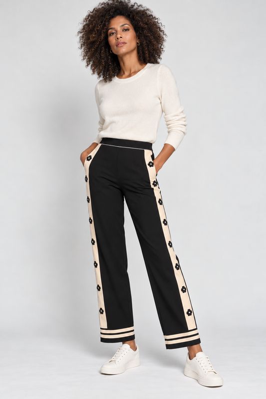 Orly Black Flower Stripe Trousers/Joggers Orly Black Flower Stripe Trousers/Joggers