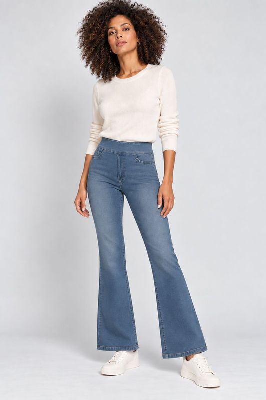 Orly Light Blue Stretchy Boot Cut Denim Trousers Orly Light Blue Stretchy Boot Cut Denim Trousers