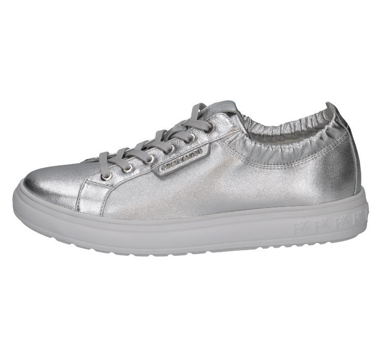 Peter Kaiser/ Caprice Sleek premium leather Silver Slip On Trainers