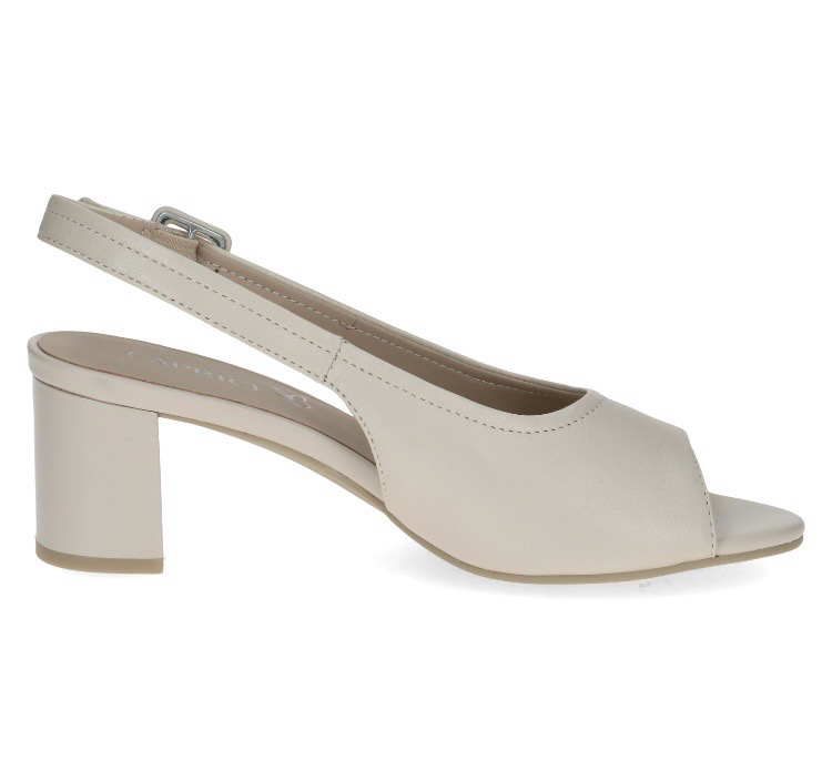 Caprice Cream Perlato Soft Leather Sling back Sandals