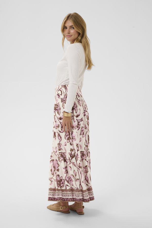 Cream Tiah Skirt Pink Flower