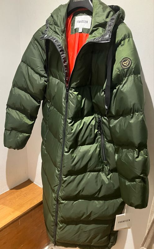 Frandsen Long Coat - Khaki With Orange Lining