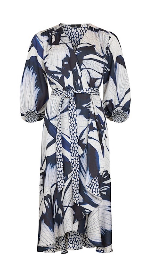 Beautiful Tia Wrap dress In Navy & Ivory - 78120