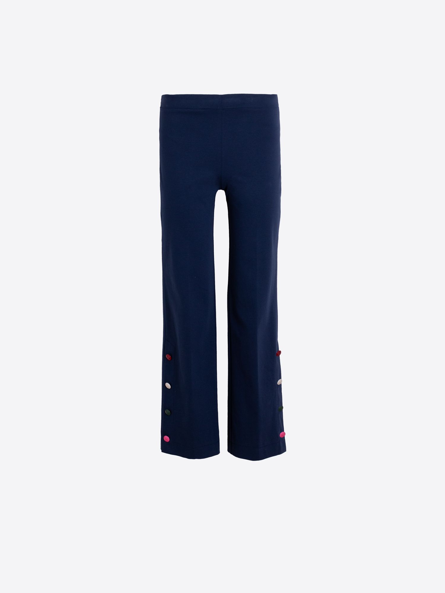 Vilagallo Navy Stretch Knit Trousers With Buttons 33433