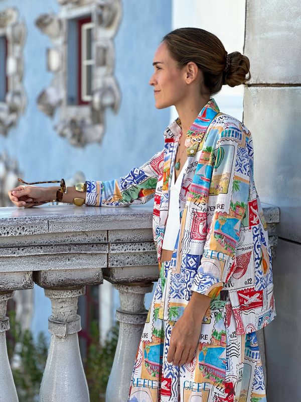 Vilagallo SHIRT WITH TRAVEL STAMP PRINTED 33598 Vilagallo SHIRT WITH TRAVEL STAMP PRINTED 33598