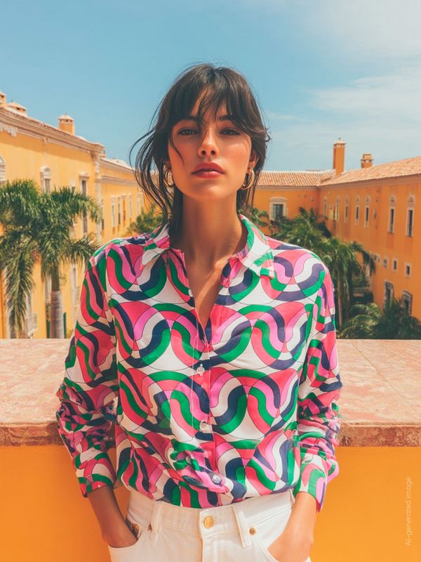 Vilagallo MULTICOLOR GEOMETRIC PRINT SHIRT 33449 Vilagallo MULTICOLOR GEOMETRIC PRINT SHIRT 33449