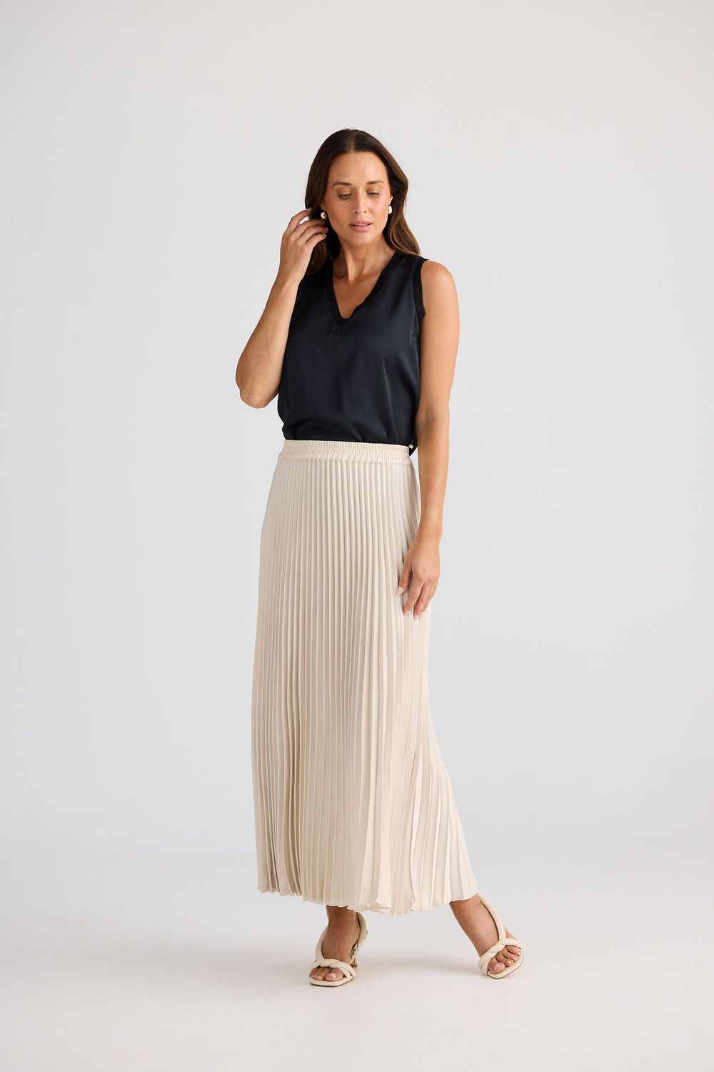 Brave & True - Alias Pleated Skirt Oyster