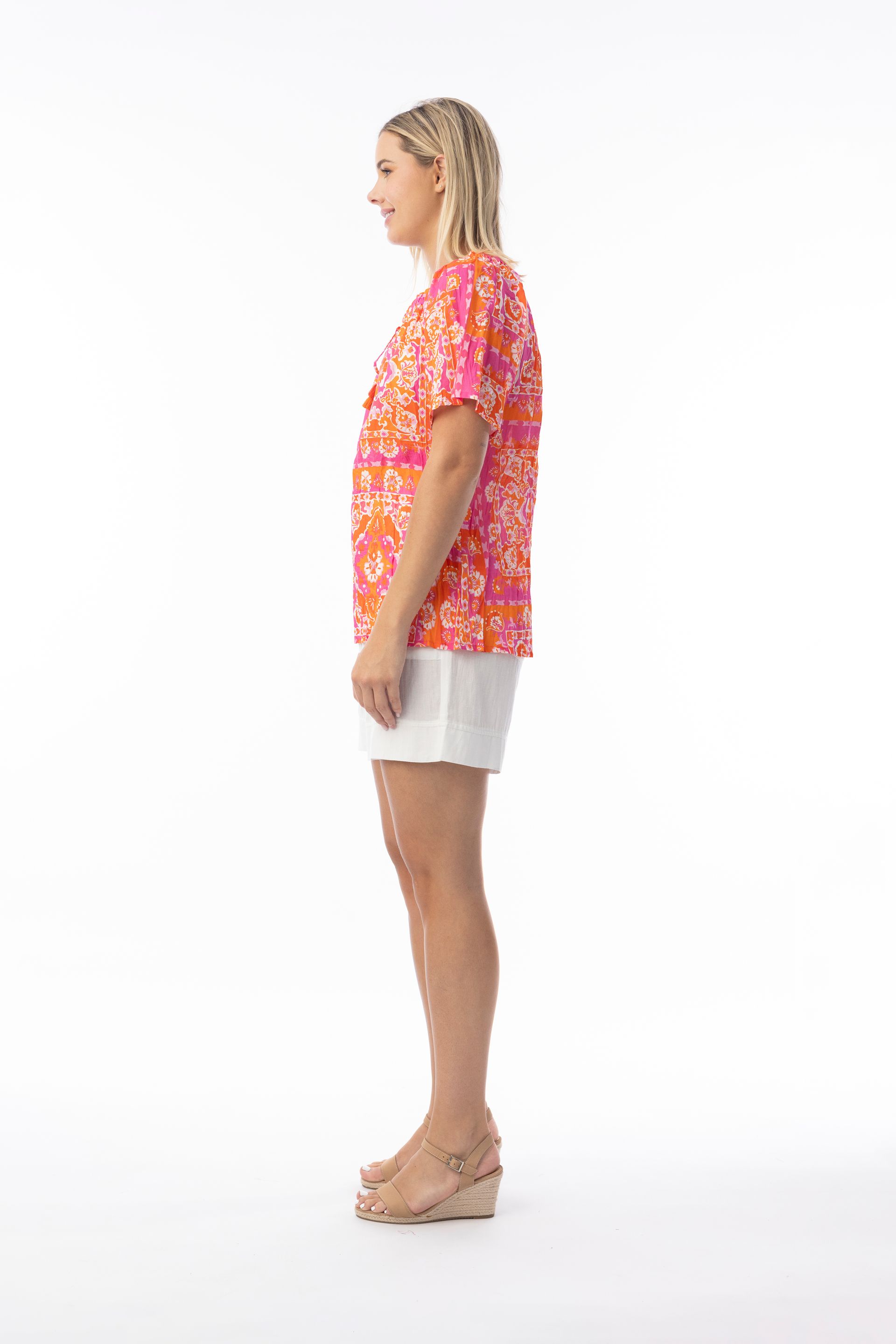 Orientique Montevideo Pink Top Short Sleeve