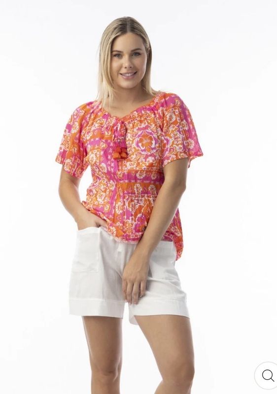 Orientique Montevideo Pink Top Short Sleeve Orientique Montevideo Pink Top Short Sleeve
