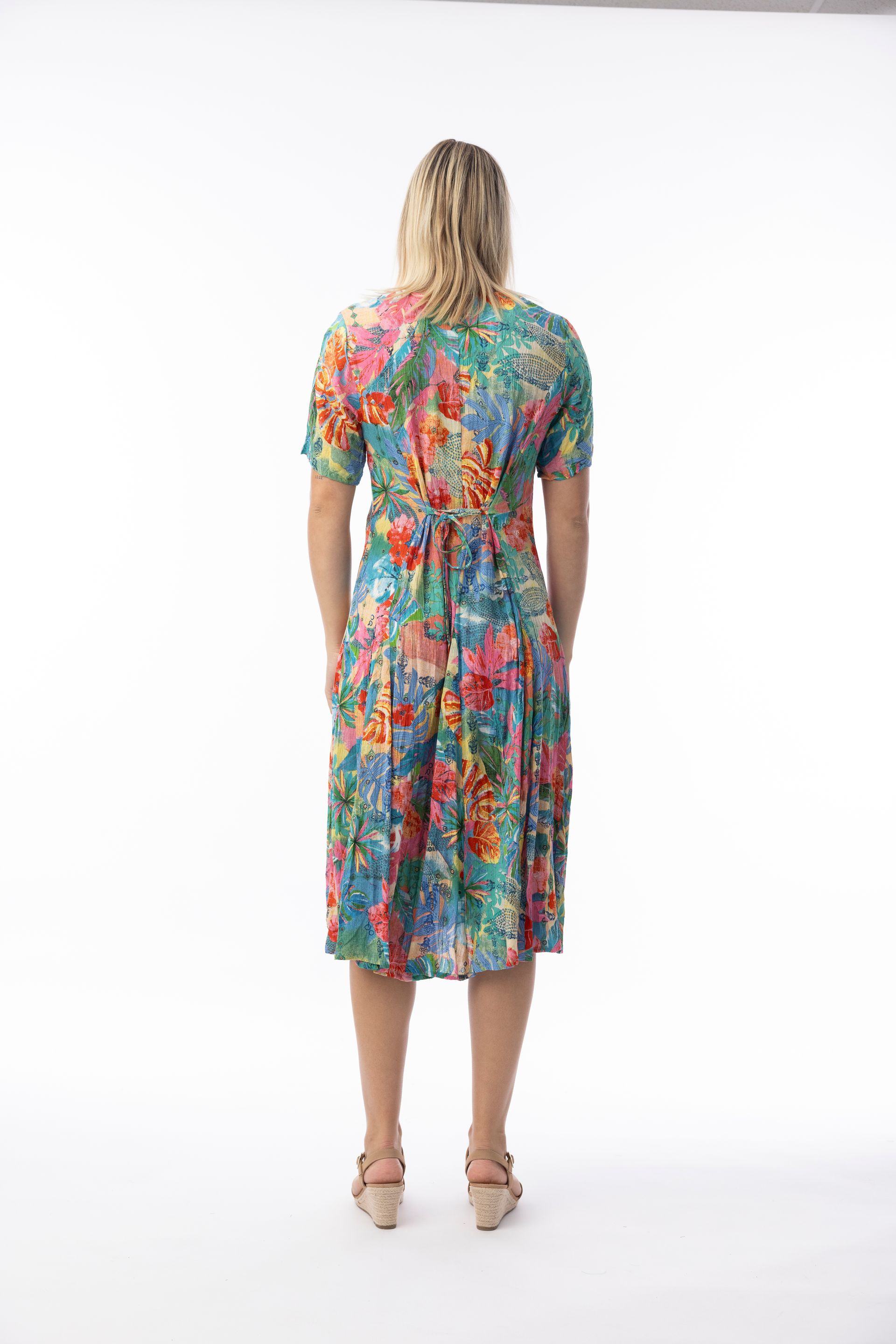 Orientique Malvinas Dress Godet Short Sleeve Print 30175