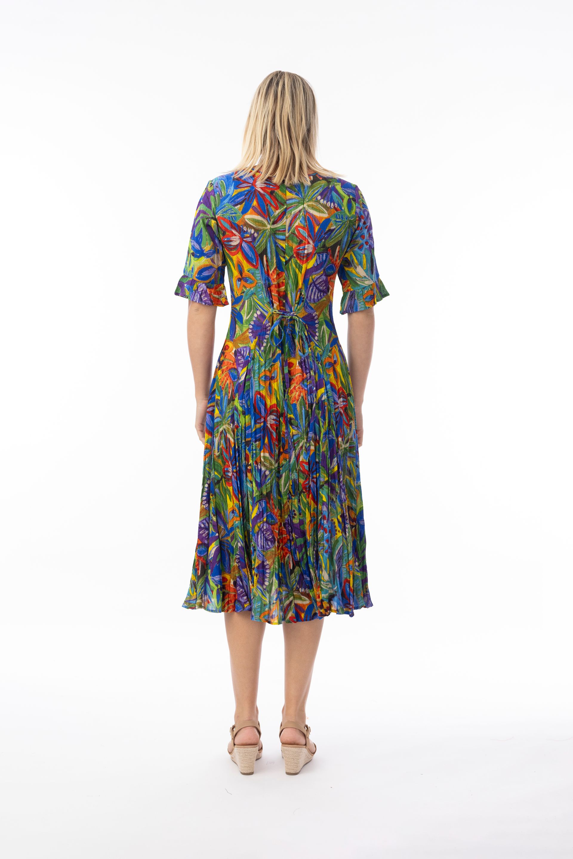 Orientique Zapallar Dress Godet Short Sleeve Print 81360