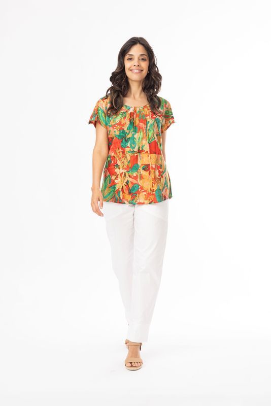 Orientique San Paulo Top Short Sleeve Boxy Print 32453 Orientique San Paulo Top Short Sleeve Boxy Print 32453