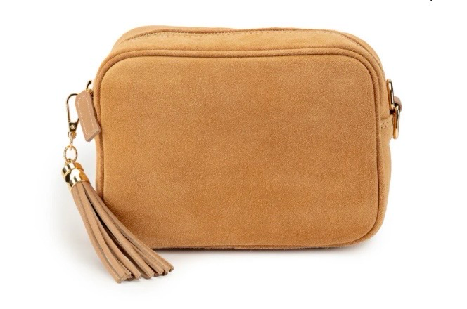 Elie Beaumont Real Suede Cross Body Bag - Caramel