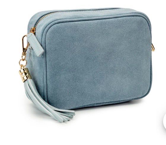Elie Beaumont Real Suede Cross Body Bag- Light Blue