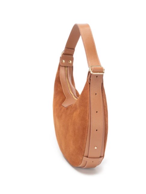 Elie Beaumont Crescent Real Suede Bag - Tan