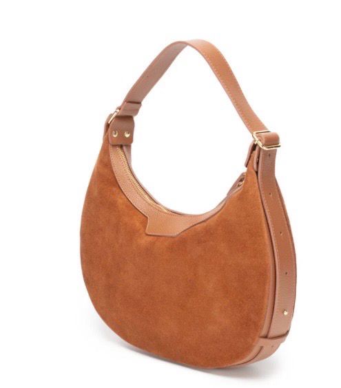 Elie Beaumont Crescent Real Suede Bag - Tan