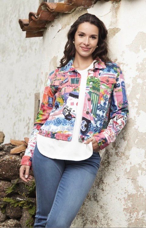 Orientique Printed Cotton Pointe Scooter Jacket Orientique Printed Cotton Pointe Scooter Jacket