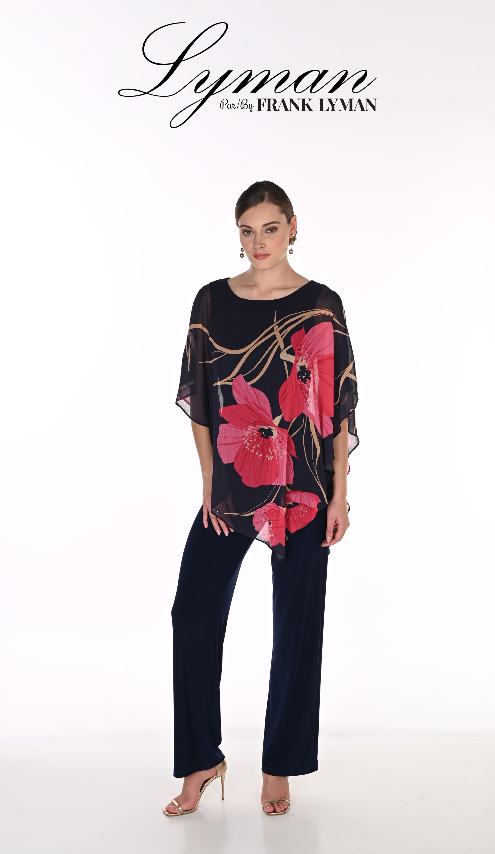 Frank Lyman Midnight / Pink Woven Top 269130