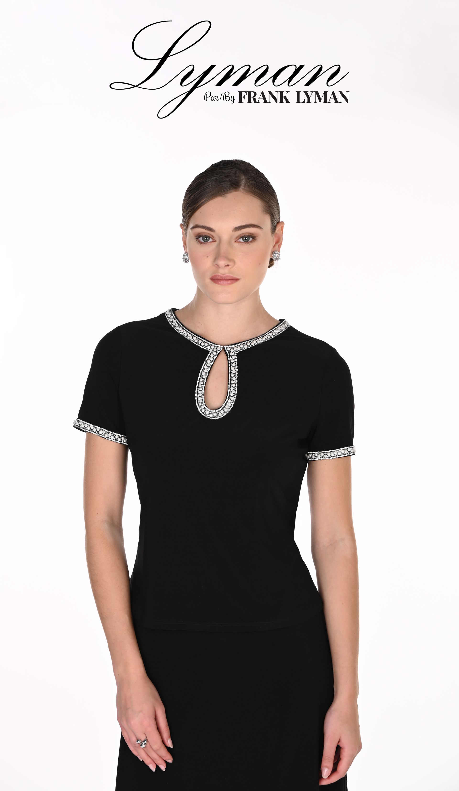Frank Lyman 269008 Stunning Black Embellished Knit Top