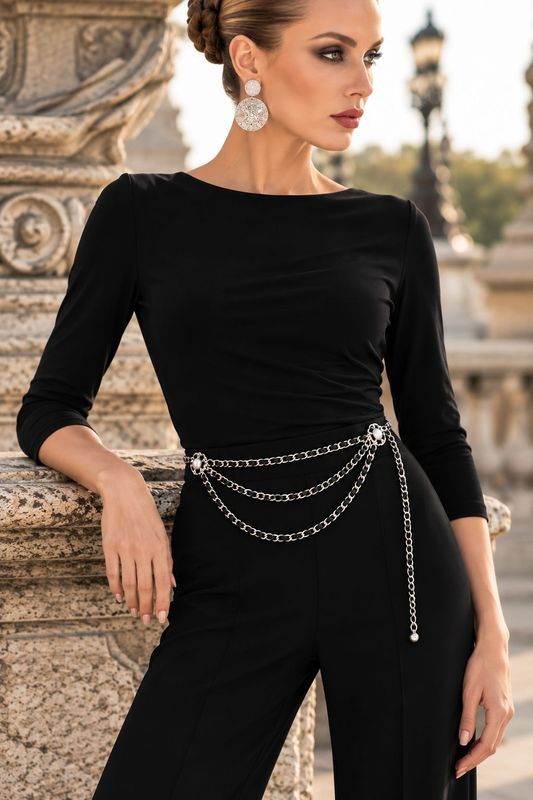 Frank Lyman Gold And Black Camilla Detail Chain Belt