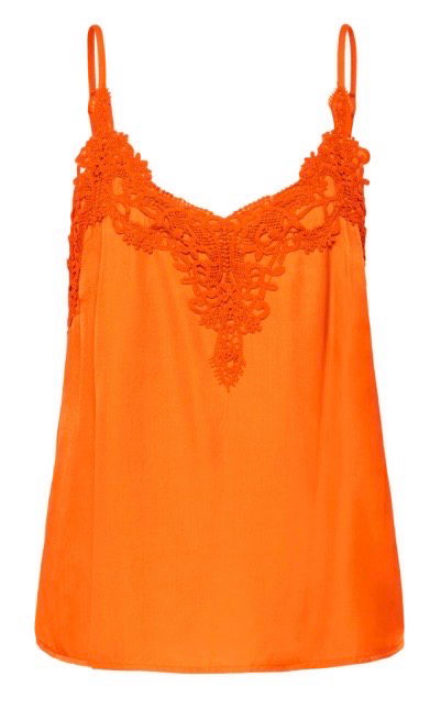 Cream Anna Cami Top In Celosia Orange