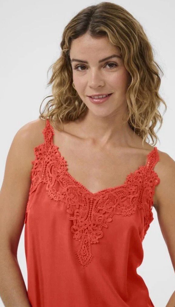 Cream Anna Cami Top In Celosia Orange