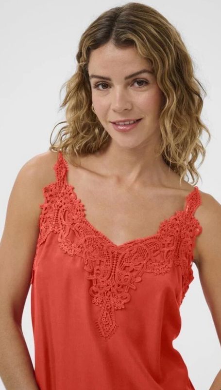 Cream Anna Cami Top In Celosia Orange Cream Anna Cami Top In Celosia Orange