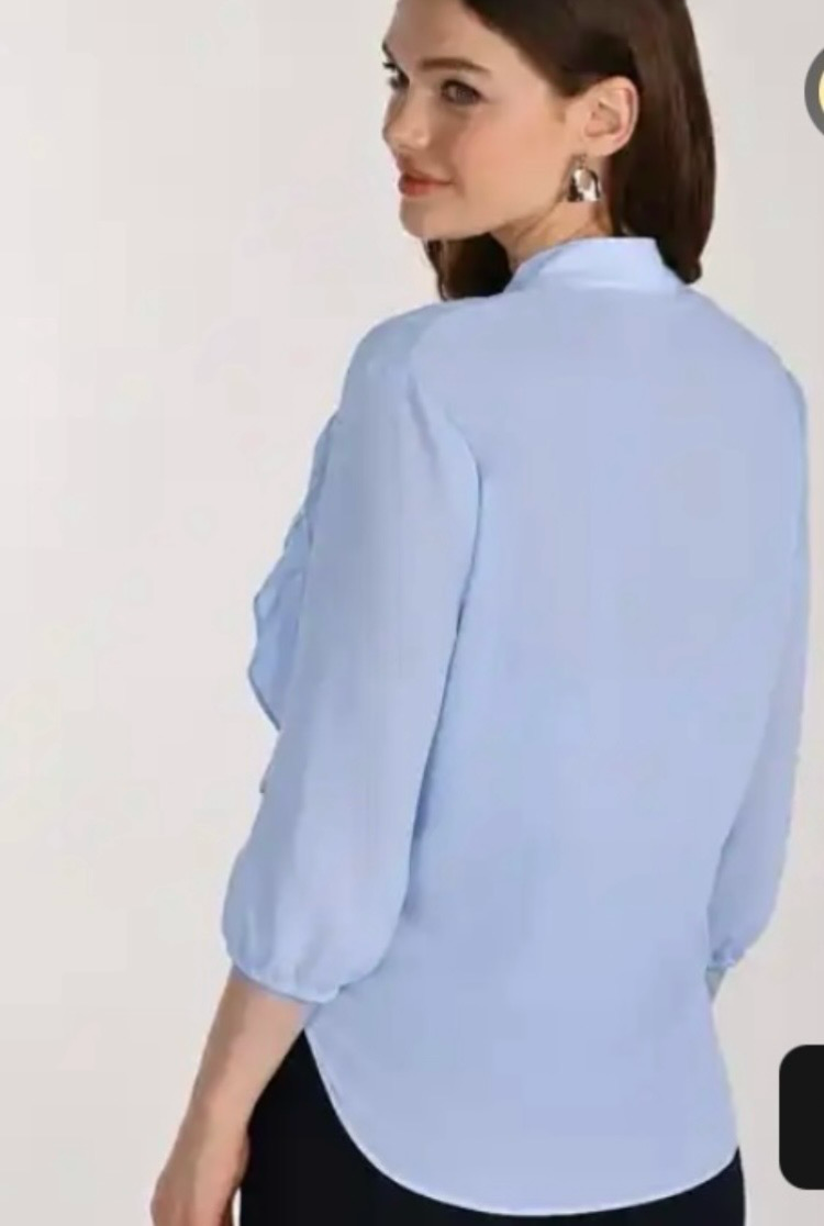 Frank Lyman Grill Blouse With Ruching In Powder Blue - 261253