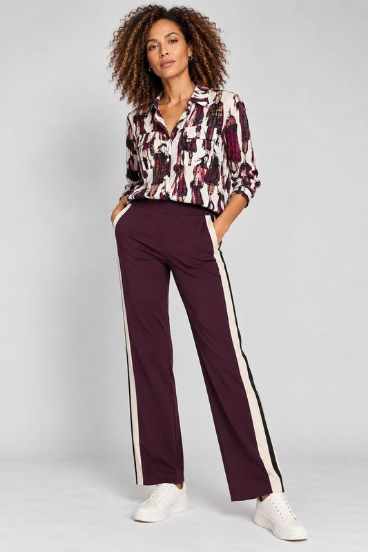 Orly Light Viscose Mix Printed Shirt In Burgundy And Black Orly Light Viscose Mix Printed Shirt In Burgundy And Black