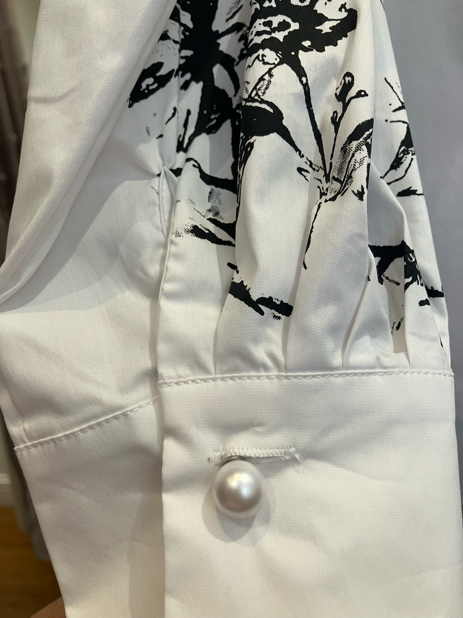 Orly Elegant White Shirt With Thistle Design In Black And Embellished.