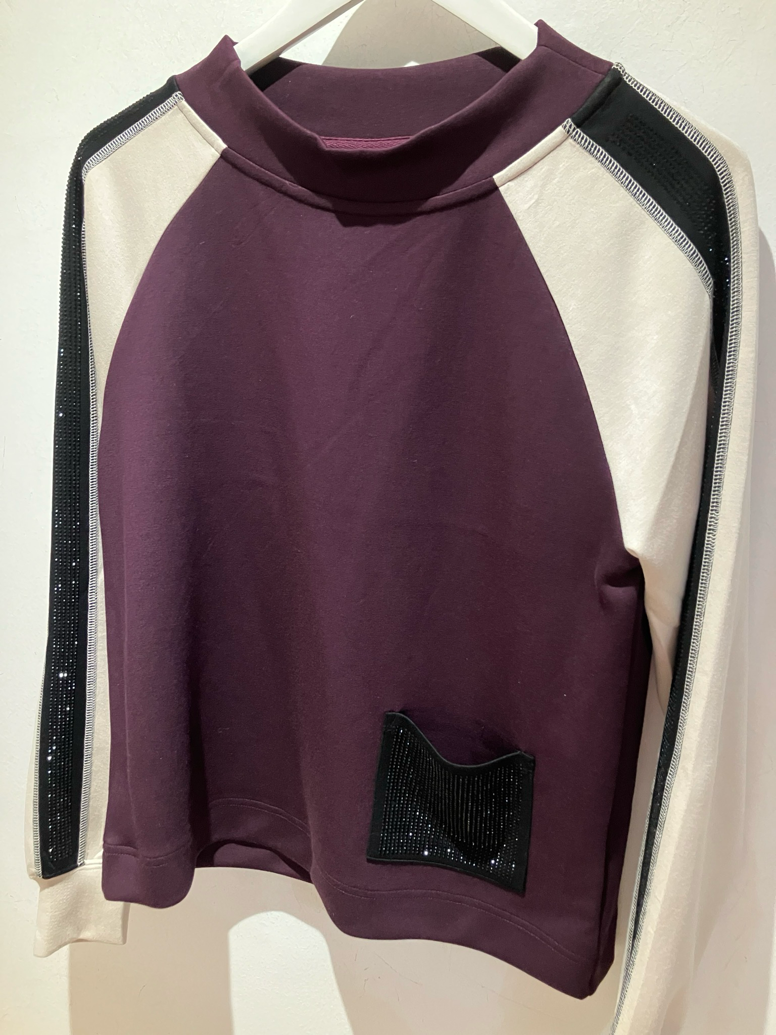 Orly Viscose Long Sleeve Top With Embellished Pockets And Sleeves -212606