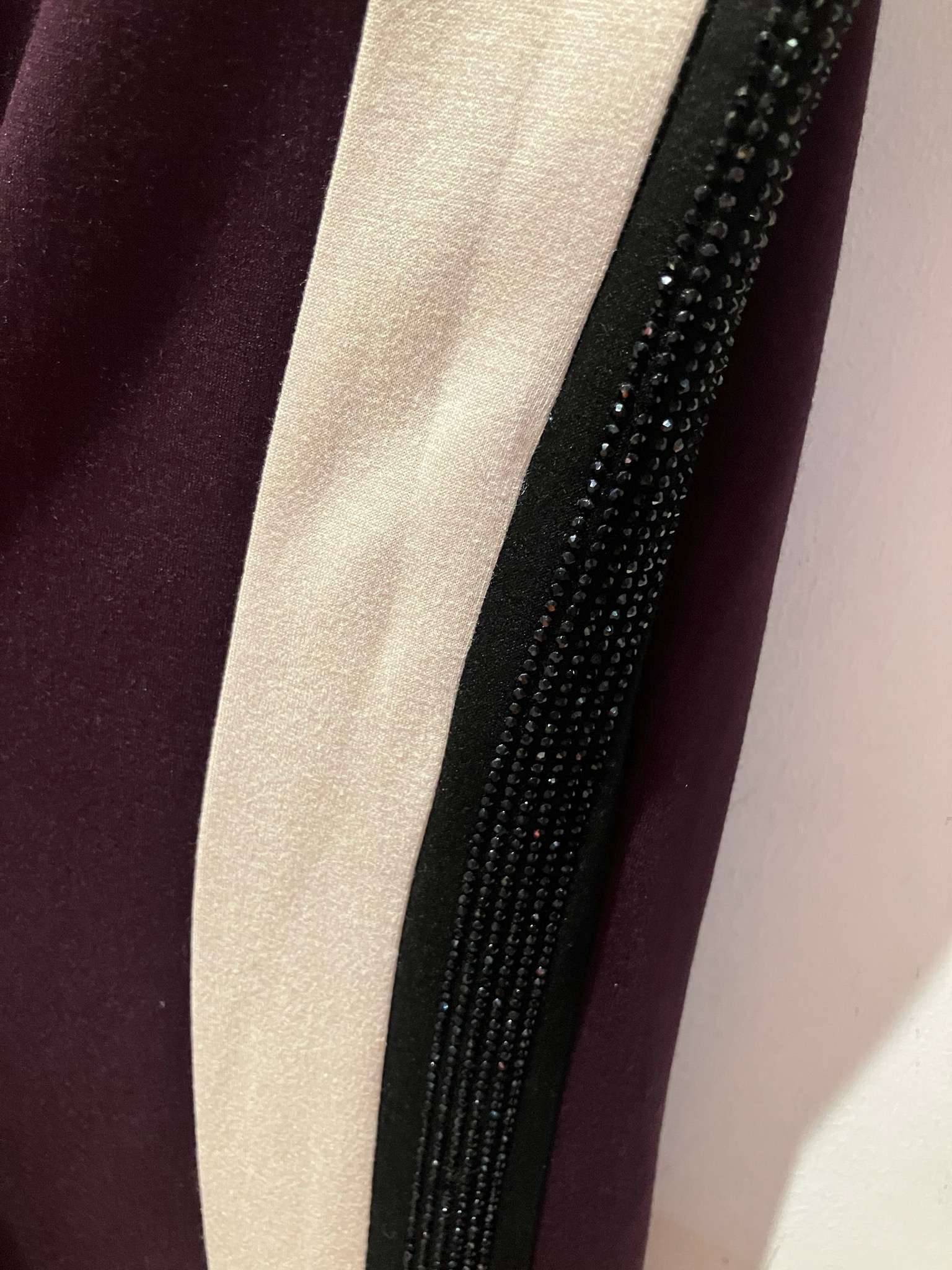 Orly Burgundy, With Cream And Black Stripe Lightly Embellished Joggers- 262102