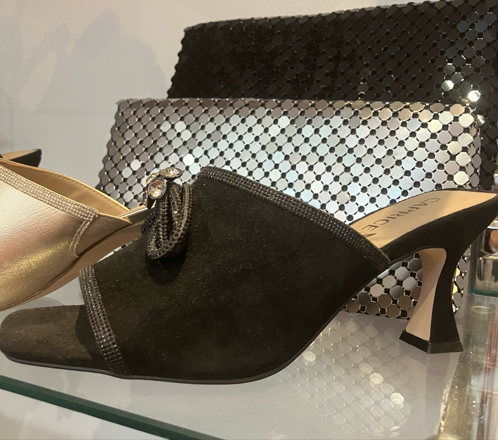 Caprice Embellished Suede Leather Mules