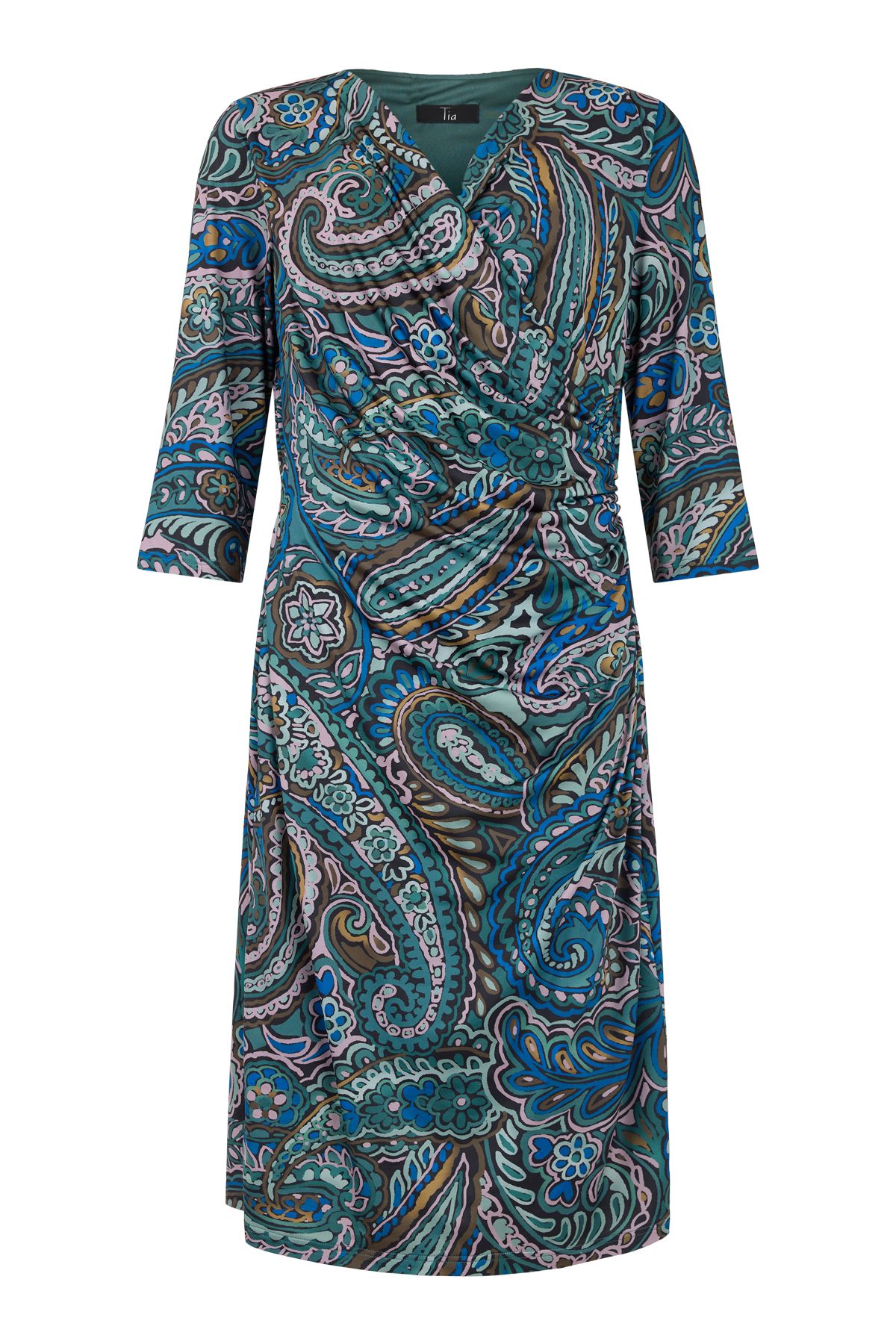 Tia 78744 Dusty Jade Paisley Print Dress