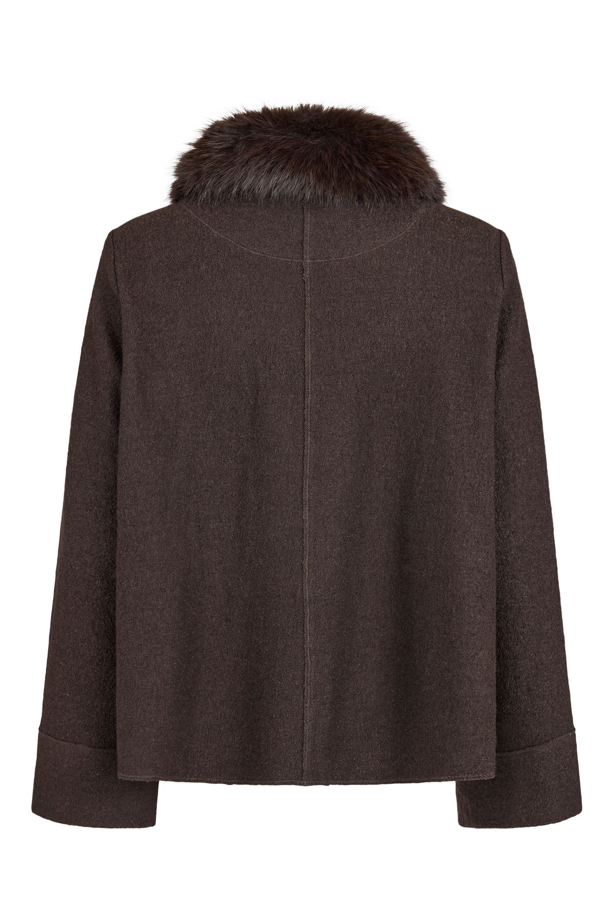 NOEN Jacket Dark Brown With Detachable Faux Fur Collar