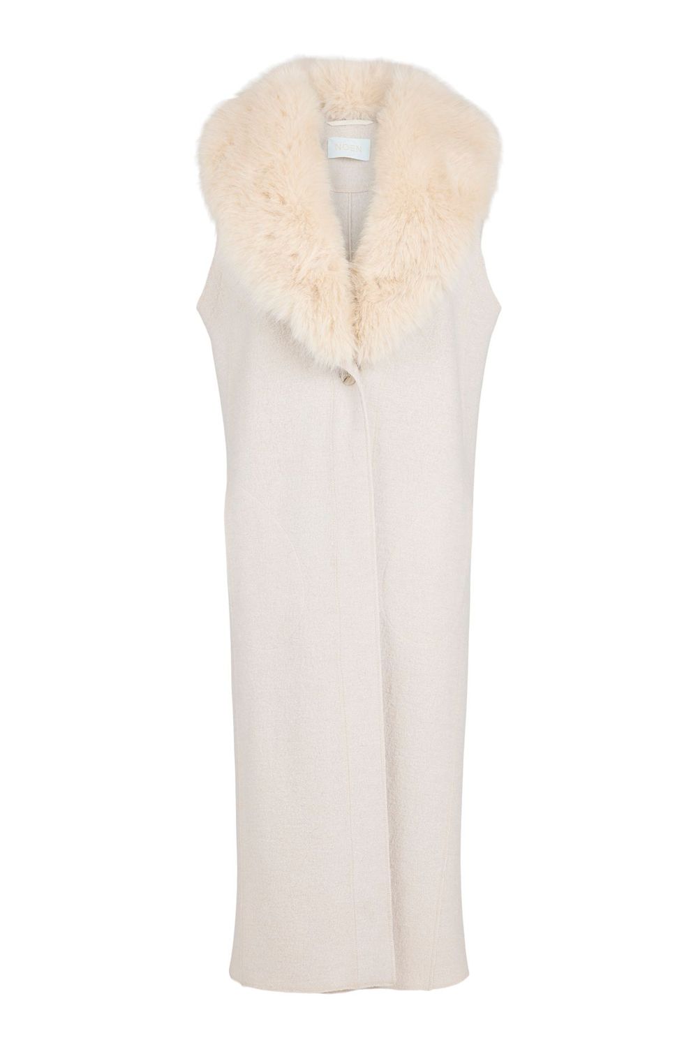 NOEN Long Waistcoat Cream With Faux Fur (detachable) Collar 81407 NOEN Long Waistcoat Cream With Faux Fur (detachable) Collar 81407