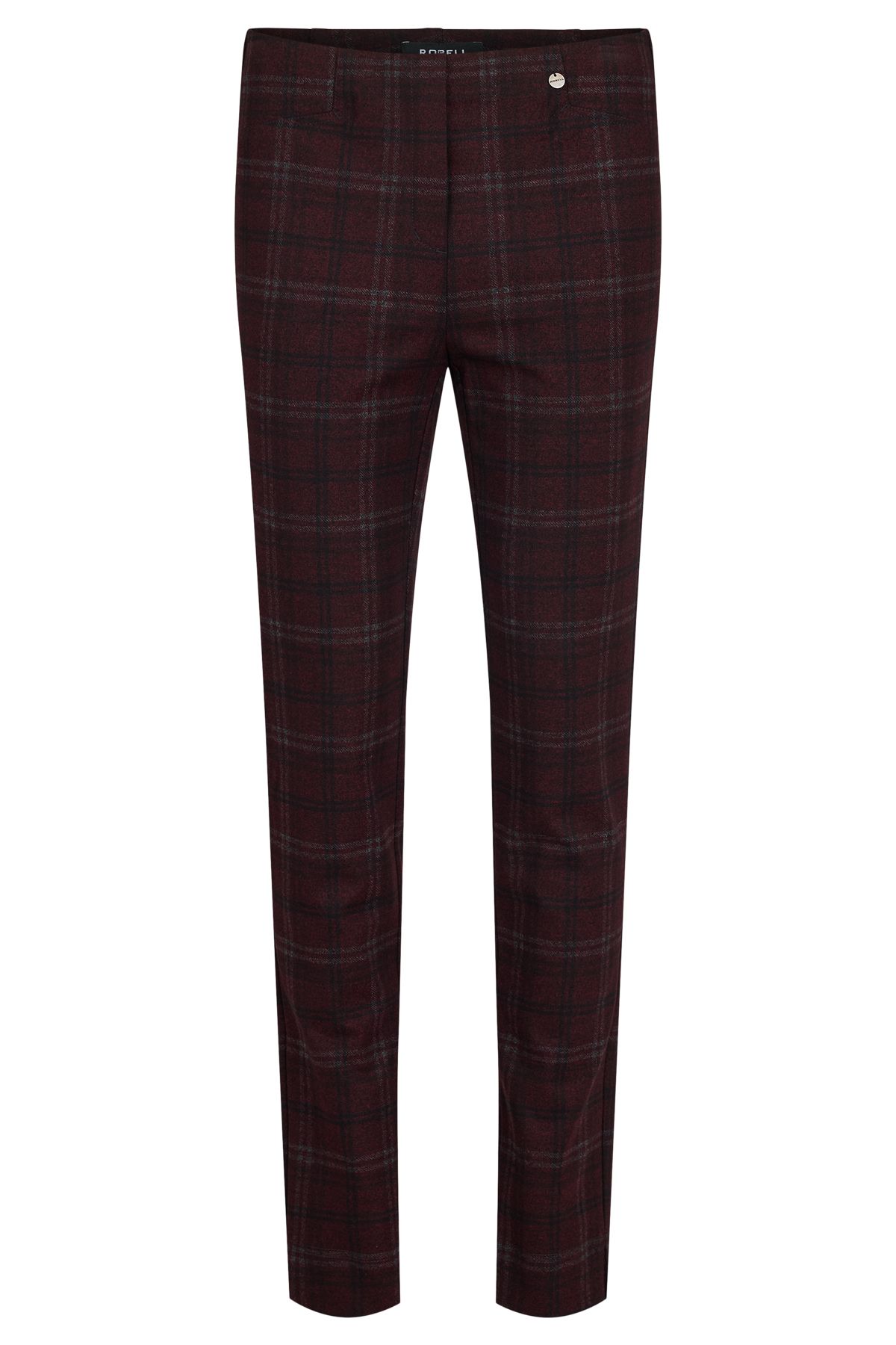 ROBELL 52564 Red Burgundy Tartan Bella Trousers