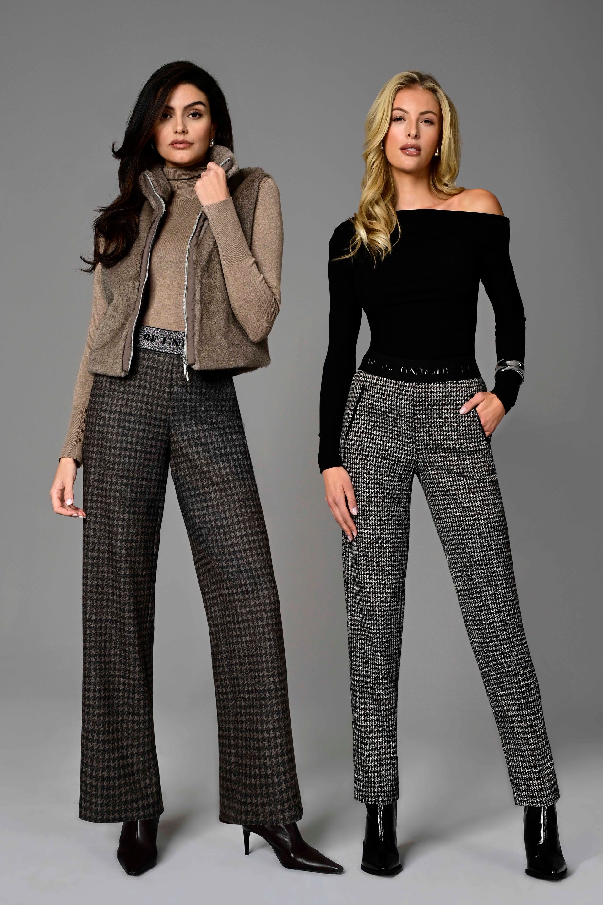 ROBELL 53446 Nelly Dark Grey Hounstooth Trousers