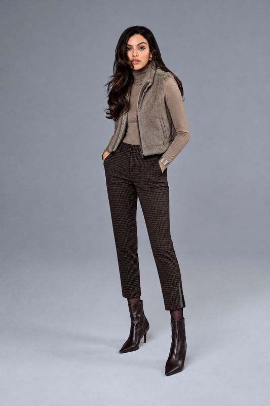ROBELL 53461 Dark Brown Houndstooth Rose 09 Trousers ROBELL 53461 Dark Brown Houndstooth Rose 09 Trousers