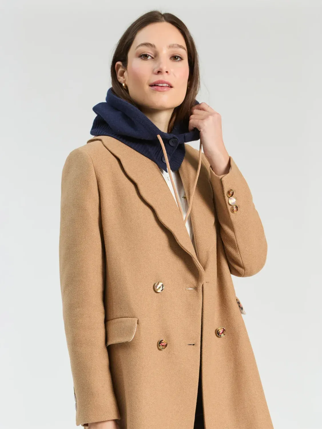 Vilagallo WOOL COAT CAMEL ONDULINA 33869