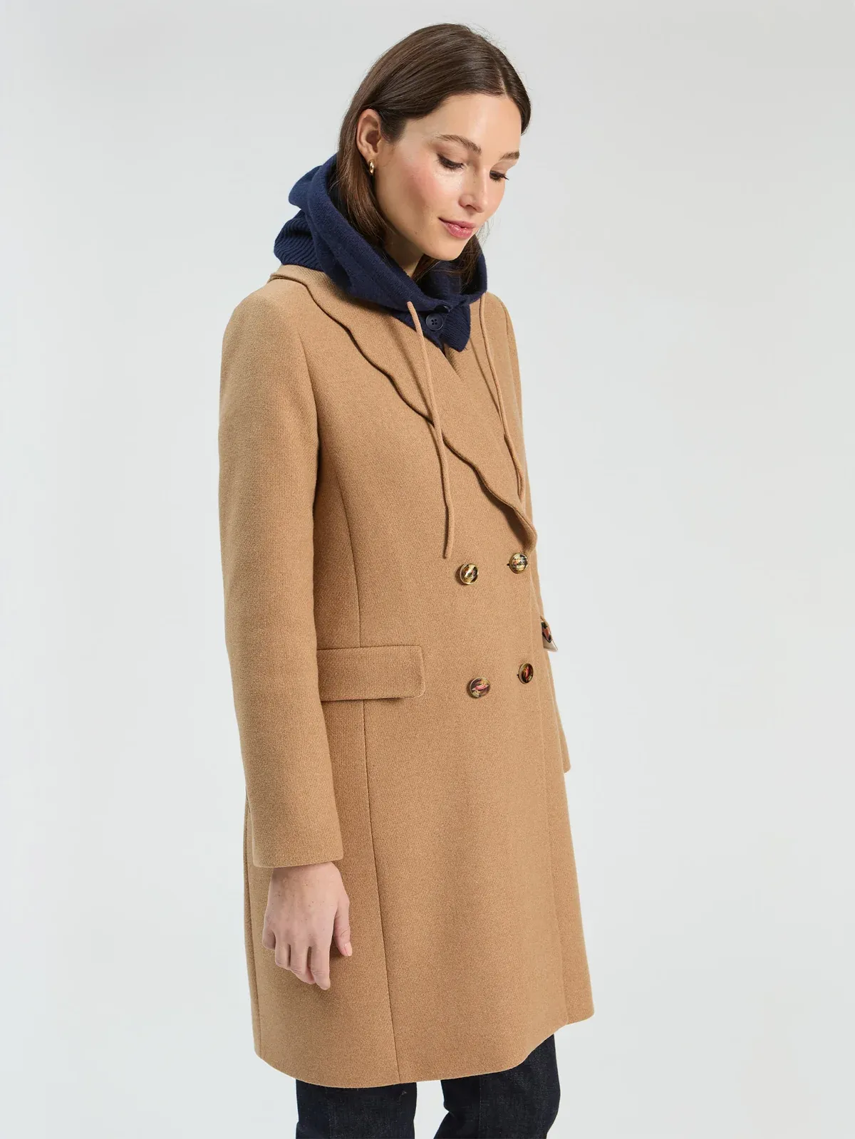 Vilagallo WOOL COAT CAMEL ONDULINA 33869