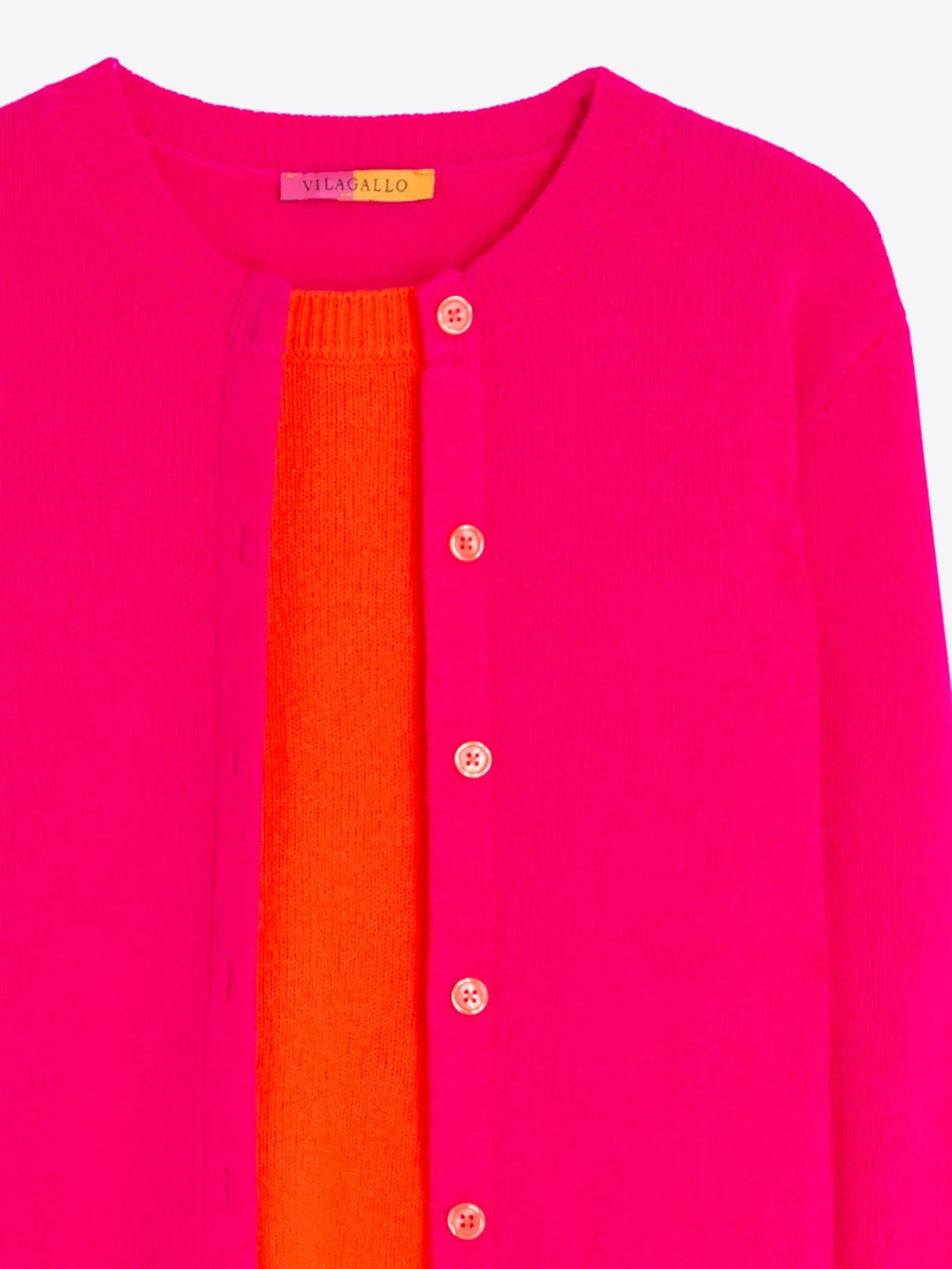 Vilagallo - FUCHSIA AND ORANGE FAUX TWIN SET CARDIGAN 33962