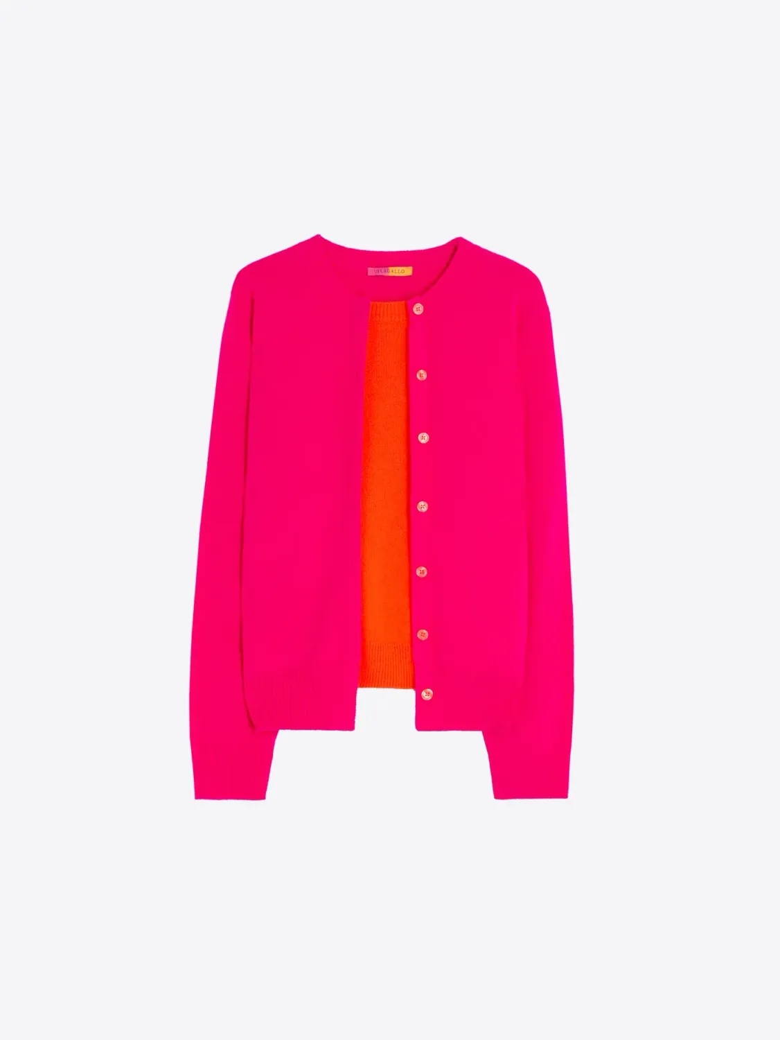 Vilagallo - FUCHSIA AND ORANGE FAUX TWIN SET CARDIGAN 33962