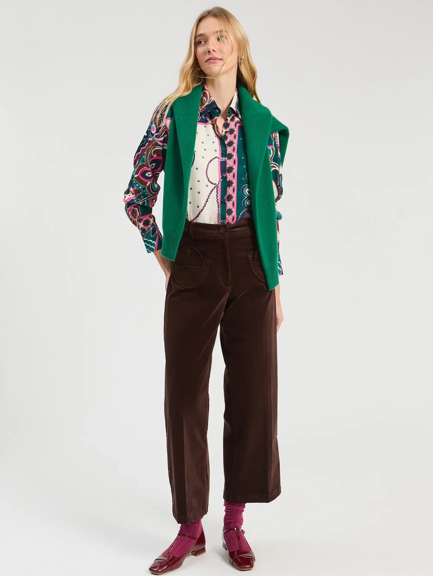 Vilagallo GREEN AND PINK PAISLEY SHIRT 34165